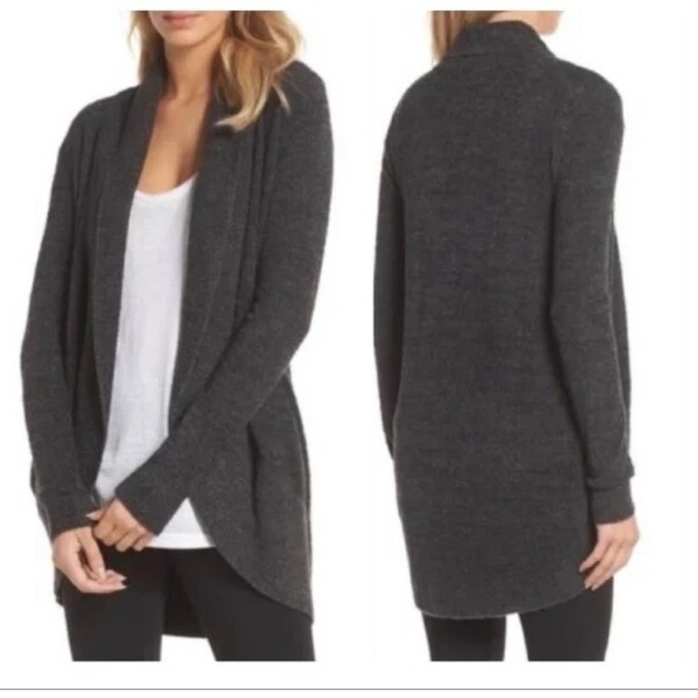 BAREFOOT DREAMS CozyChic Lite Women Long Sleeve Cardigan Sz M Charcoal 75-15